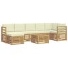 vidaXL Conjunto de sof&aacute;s de exterior 8 uds. Blanco y Crema Poli&eacute;ster