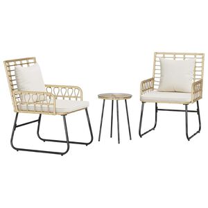 vidaXL Conjunto de Comedor de Jard&iacute;n 3 pcs Marr&oacute;n y crema