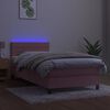 vidaXL Cama box spring colch&oacute;n y LED terciopelo rosa 100x200 cm