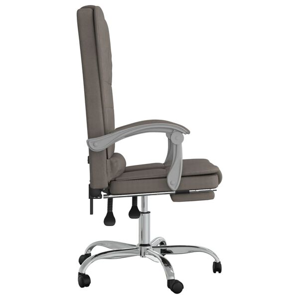 vidaXL Silla de oficina reclinable con masaje tela gris taup&eacute;