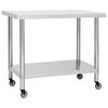 vidaXL Mesa de trabajo para cocina con ruedas acero inox 80x60x85 cm