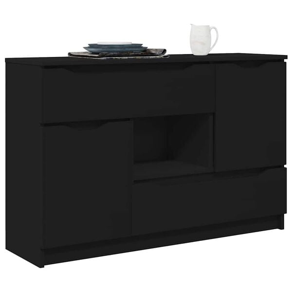 vidaXL Vitrina con caj&oacute;n Negro 100 x 30 x 65,6 Madera contrachapada