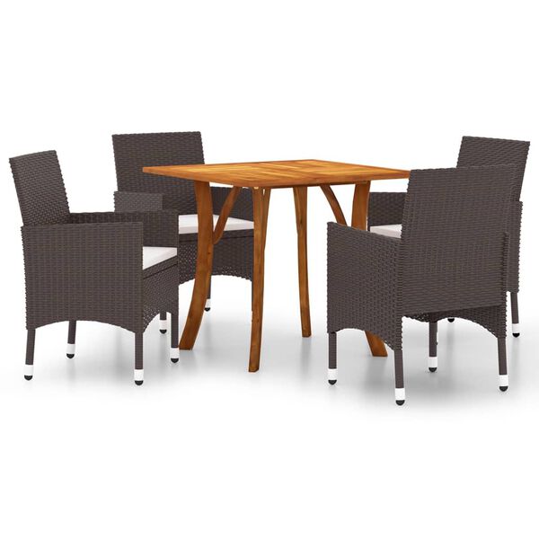 vidaXL Juego de comedor para jard&iacute;n de 5 piezas marr&oacute;n