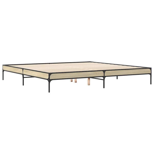 vidaXL Estructura cama madera ingenier&iacute;a metal roble Sonoma 200x200 cm