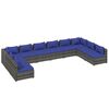 vidaXL Set de muebles de jard&iacute;n 10 pzas y cojines rat&aacute;n sint&eacute;tico gris