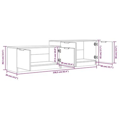 vidaXL Mueble de TV madera contrachapada gris hormigón 158,5x36x45 cm