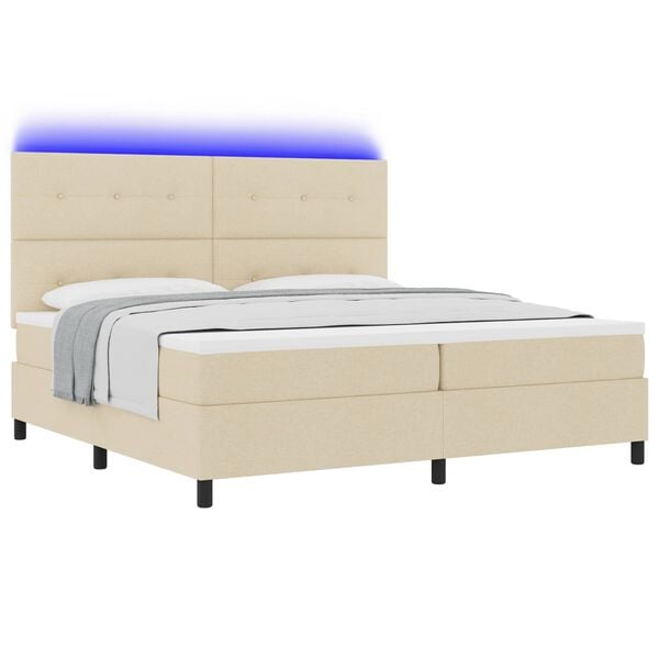 vidaXL Cama tipo Box Spring con colch&oacute;n Crema 200 x 200 cm tela