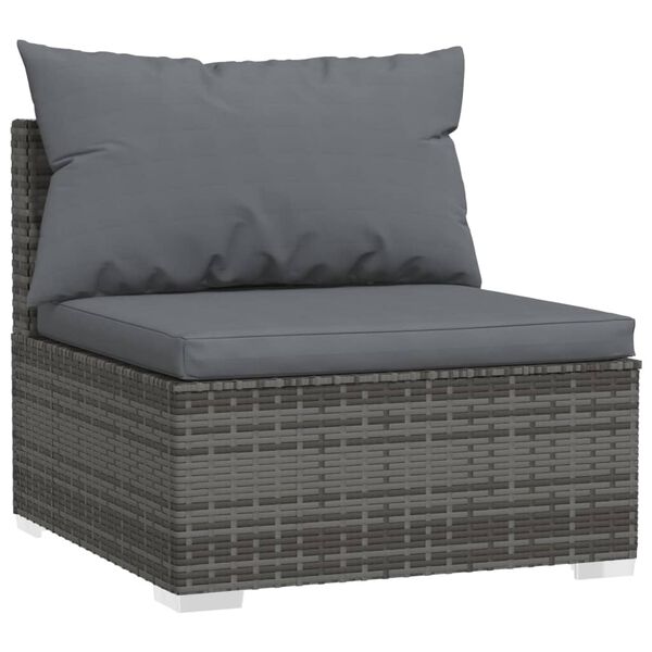 vidaXL Set de muebles de jard&iacute;n 14 pzas y cojines rat&aacute;n sint&eacute;tico gris