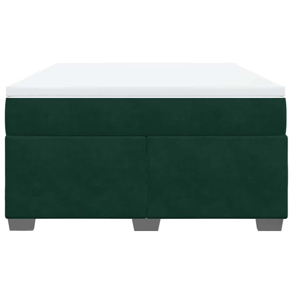vidaXL Cama box spring con colch&oacute;n terciopelo verde oscuro 140x190 cm