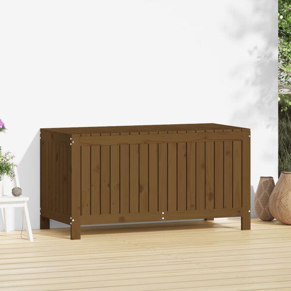 vidaXL Caja de almacenaje jardín madera pino marrón miel 121x55x64 cm
