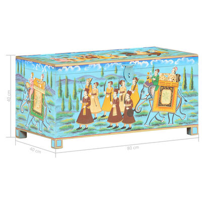 vidaXL Caja almacenaje pintada a mano madera maciza mango 80x40x40 cm