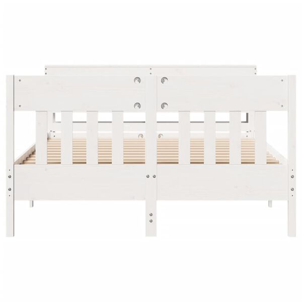vidaXL Estructura de cama sin colch&oacute;n madera maciza blanca 120x190 cm