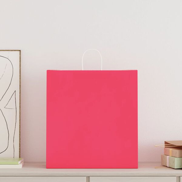 vidaXL Bolsas de papel con asas 50 uds rosa 45x17x48 cm