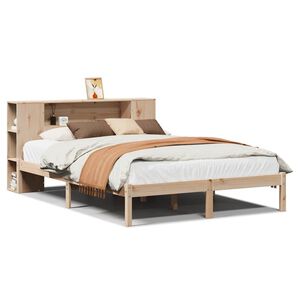vidaXL Cama con estantería sin colchón madera maciza de pino 140x200cm