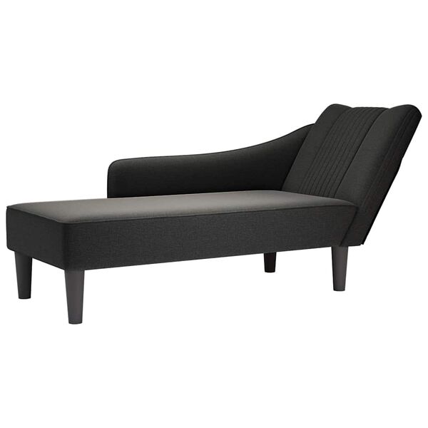 vidaXL Chaise longue con reposabrazos derecho tela negra