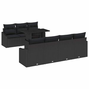 vidaXL Conjunto de sof&aacute; de jard&iacute;n 8 uds. Negro rat&aacute;n sint&eacute;tico
