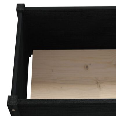 vidaXL Jardinera de madera maciza de pino negro 200x31x31 cm