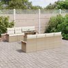 vidaXL Conjunto de sof&aacute; de jard&iacute;n 9 pcs Beige Rattan de Poli&eacute;ster