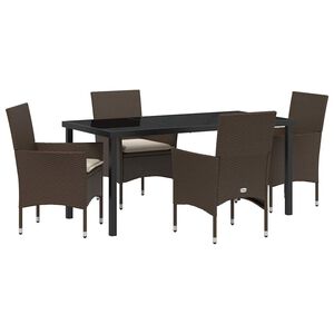 vidaXL Conjunto de Comedor de Jard&iacute;n 5 pcs Marr&oacute;n rat&aacute;n sint&eacute;tico