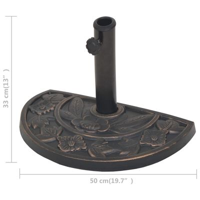 vidaXL Base de sombrilla de resina medio círculo bronce 9 kg