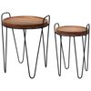 H&S Collection Juego de mesas auxiliares 2 piezas redondas madera de teca