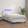 vidaXL Cama box spring y colch&oacute;n LED cuero sint&eacute;tico blanco 90x200 cm