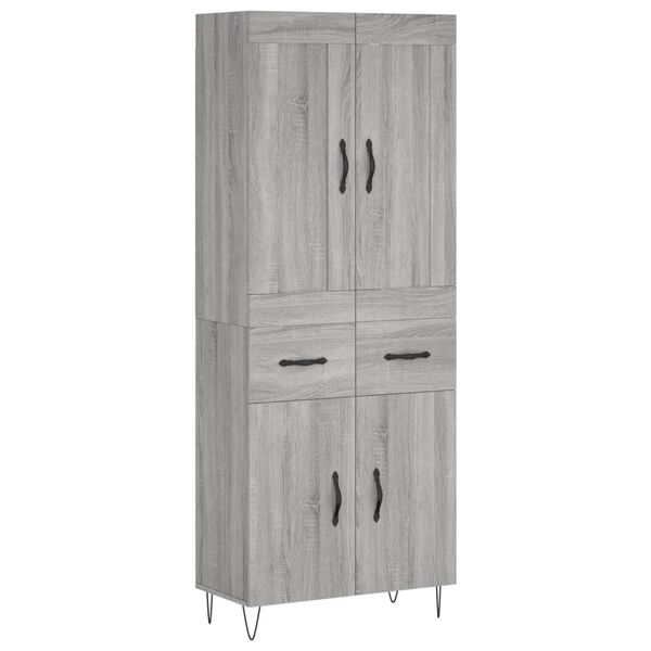 vidaXL Aparador alto madera contrachapada gris sonoma 69,5x34x180 cm