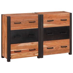 vidaXL Aparador 3 uds. Marr&oacute;n 110 x 30 x 75 cm Madera de Acacia S&oacute;lida