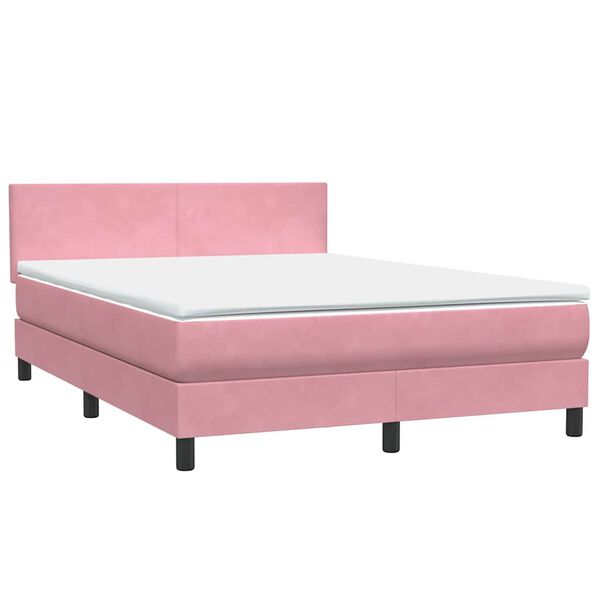 vidaXL Cama box spring con colch&oacute;n terciopelo rosa 140x220 cm