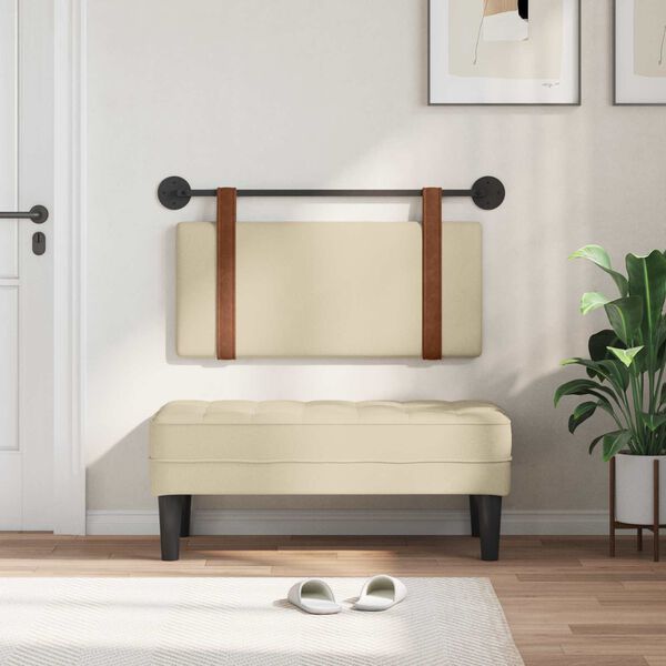 vidaXL Cabecera Colgante Liso Crema 90 x 55 x 5 cm PU antiguo