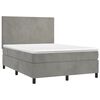 vidaXL Cama box spring colch&oacute;n y LED terciopelo gris claro 140x190 cm
