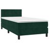 vidaXL Cama box spring con colch&oacute;n terciopelo verde oscuro 90x190 cm