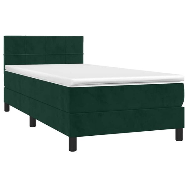 vidaXL Cama box spring con colch&oacute;n terciopelo verde oscuro 90x190 cm