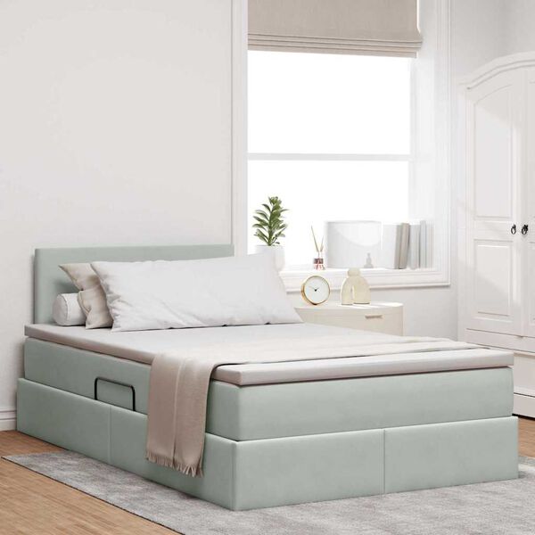 vidaXL Cama con almacenamiento Gris Claro 120 x 200 cm Terciopelo