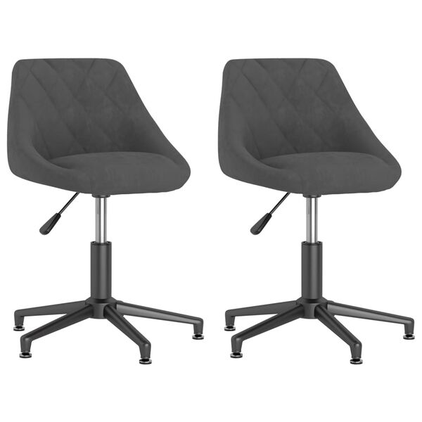 vidaXL Sillas de comedor giratorias 2 unidades terciopelo gris oscuro