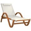 vidaXL Tumbona con coj&iacute;n textileno blanco y madera maciza de &aacute;lamo