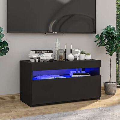 vidaXL Mueble de TV con luces LED negro 75x35x40 cm