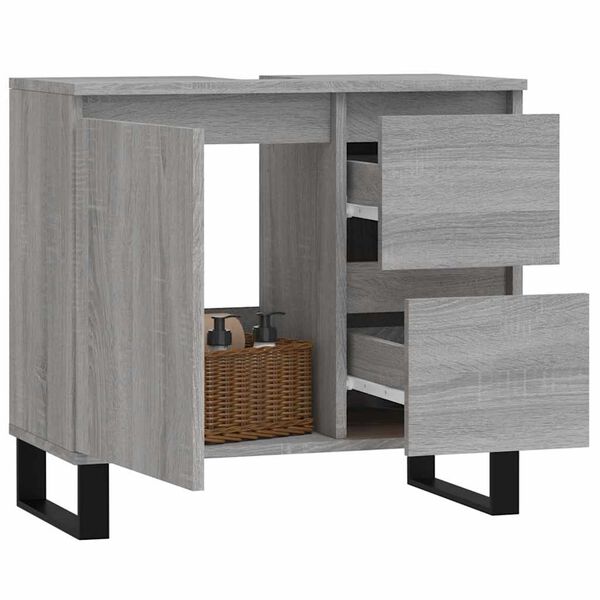 vidaXL Armario de ba&ntilde;o madera contrachapada gris Sonoma 65x33x60 cm