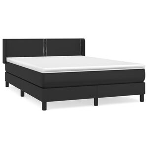 vidaXL Cama box spring con colch&oacute;n cuero sint&eacute;tico negro 140x200cm