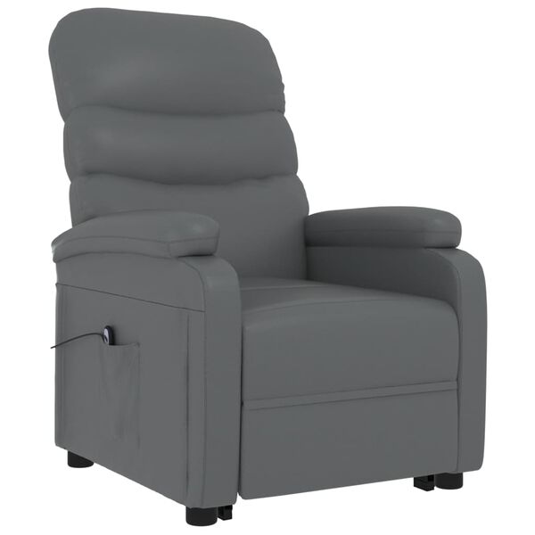 vidaXL Sill&oacute;n elevable de cuero sint&eacute;tico gris antracita