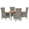 vidaXL Set comedor de jard&iacute;n 5 piezas con cojines rat&aacute;n sint&eacute;tico gris