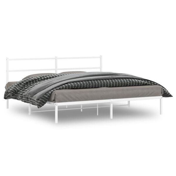 vidaXL Estructura cama sin colch&oacute;n con cabecero metal blanco 180x200cm