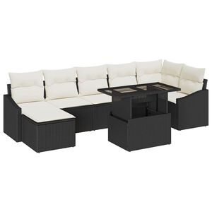 vidaXL Conjunto de sof&aacute; de jard&iacute;n 8 uds. Negro y crema