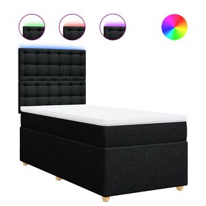 vidaXL Cama box spring con colch&oacute;n tela negro 80x200 cm