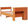 vidaXL Cama con estanter&iacute;a sin colch&oacute;n madera maciza marr&oacute;n 75x190 cm