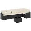 vidaXL Set de comedor de jard&iacute;n 7 pzas y cojines rat&aacute;n sint&eacute;tico negro