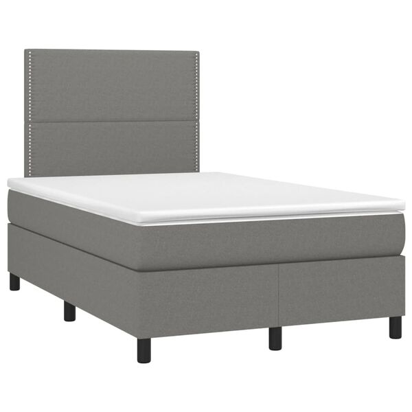 vidaXL Cama box spring con colch&oacute;n tela gris oscuro 120x190 cm