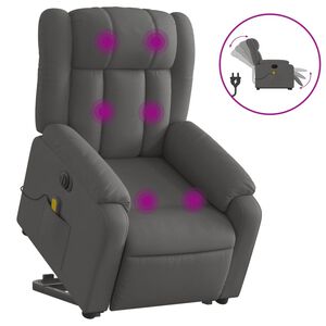 vidaXL Sill&oacute;n de masaje el&eacute;ctrico reclinable elevable tela gris oscuro