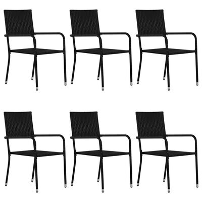 vidaXL Set de muebles de comedor de jardín 7 piezas ratán PE negro