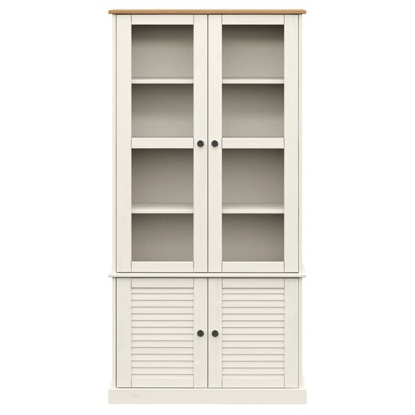 vidaXL Armario con vitrina VIGO madera maciza pino blanco 85x35x170 cm